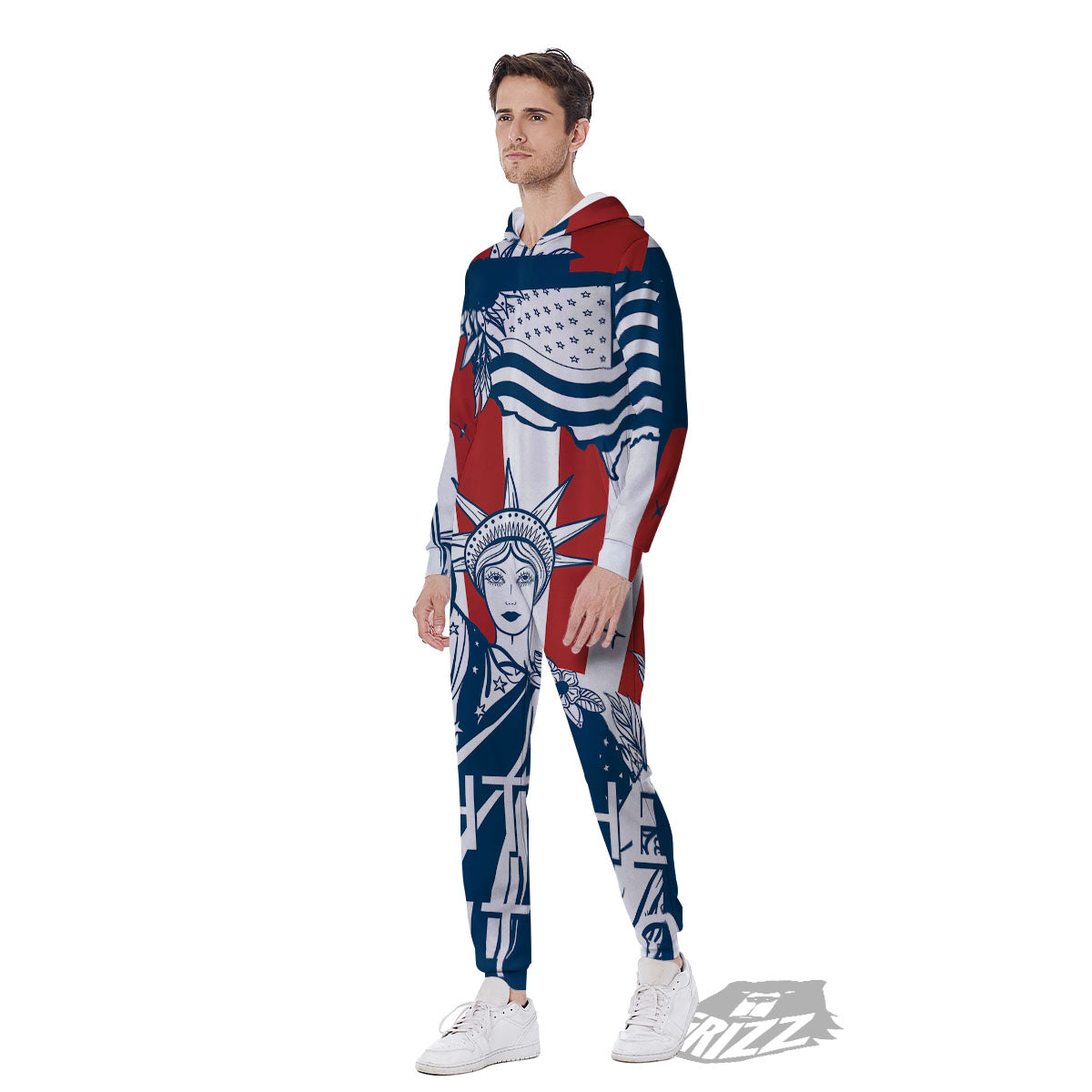 Land Of Liberty American Print Men's Jumpsuit-grizzshop