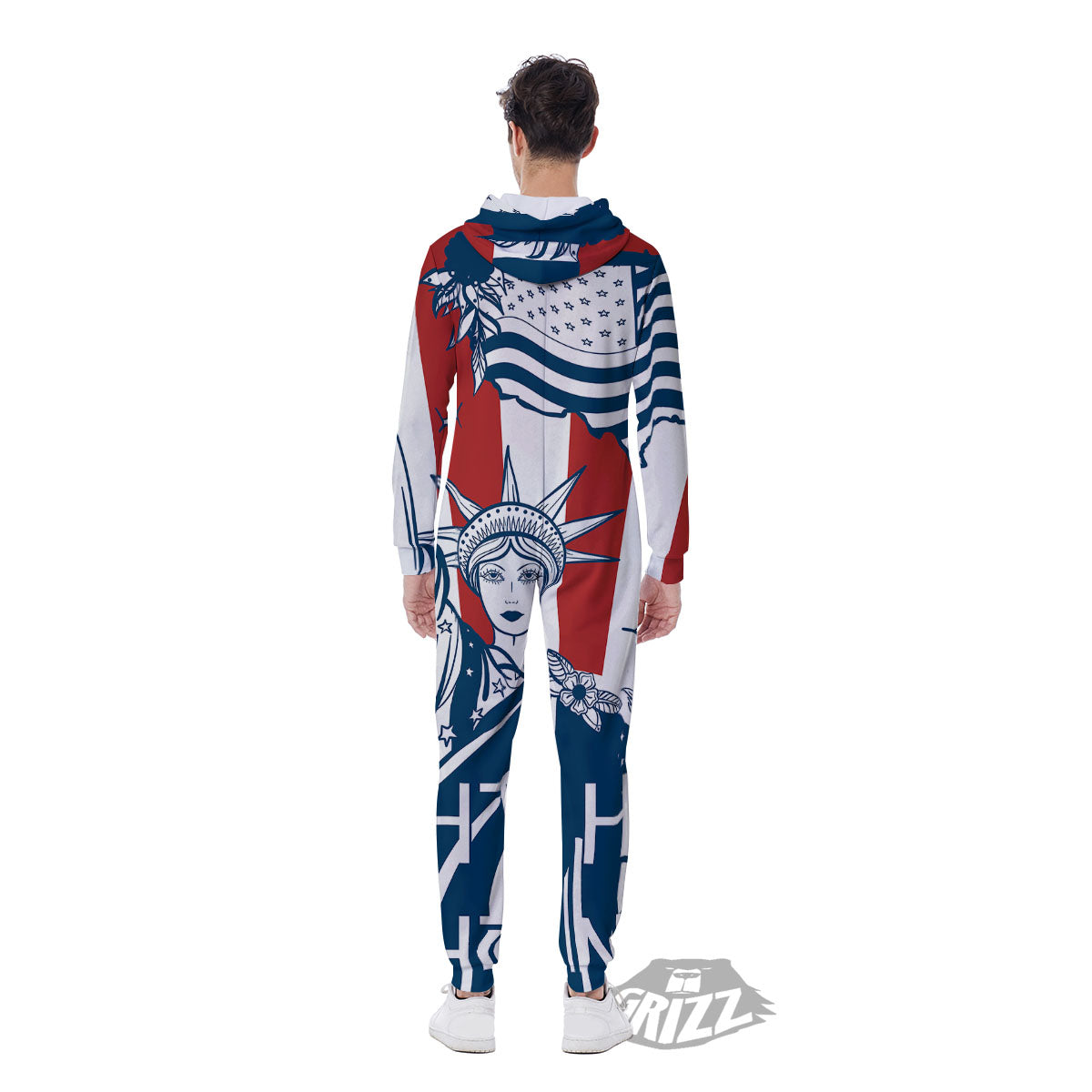 Land Of Liberty American Print Men's Jumpsuit-grizzshop