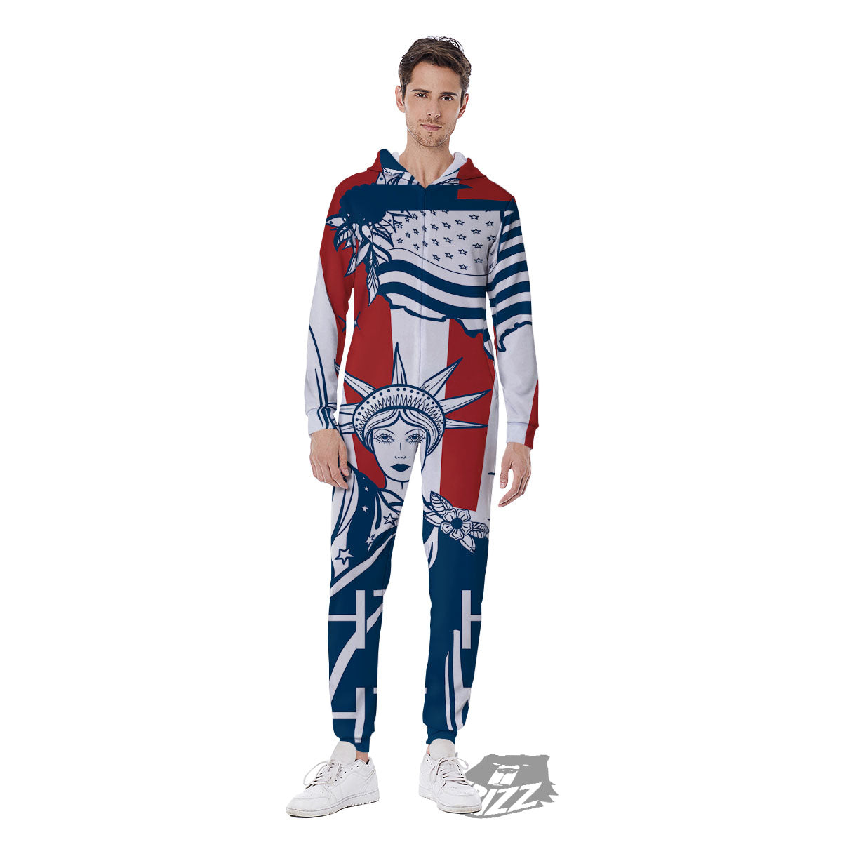 Land Of Liberty American Print Men's Jumpsuit-grizzshop