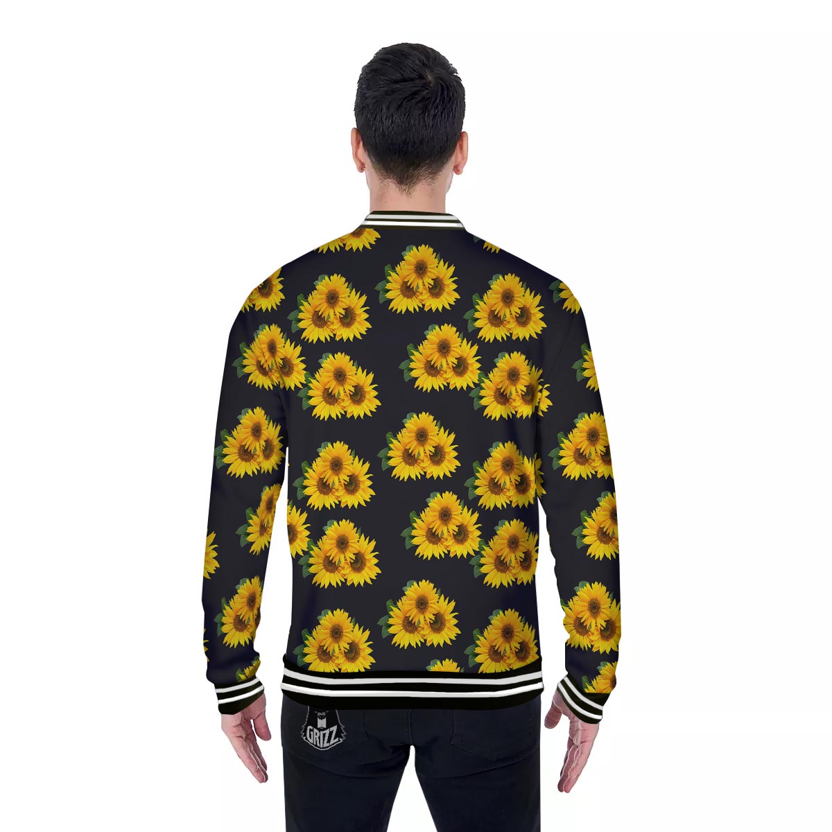 Landscape Sunflower Print Pattern Baseball Jacket-grizzshop