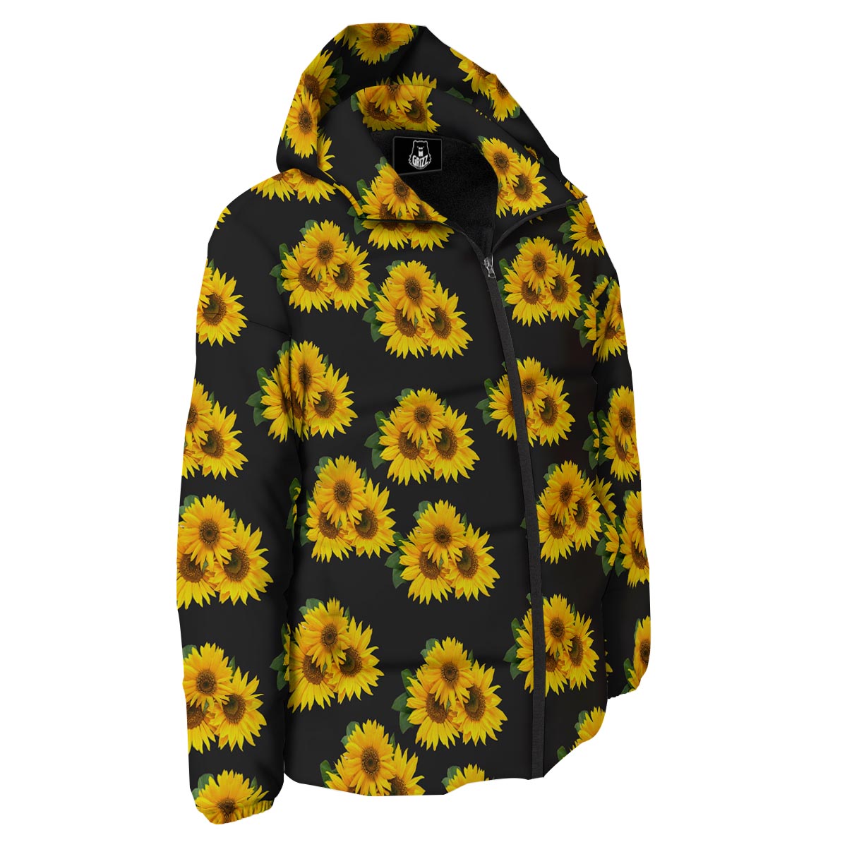 Landscape Sunflower Print Pattern Down Jacket-grizzshop