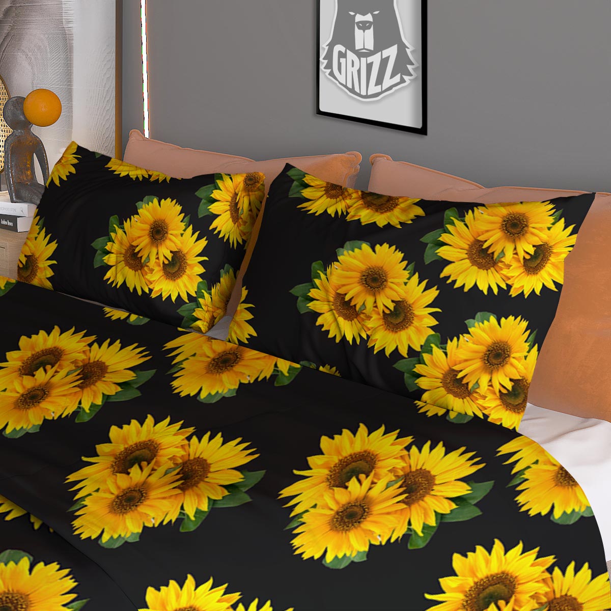 Landscape Sunflower Print Pattern Duvet Cover Bedding Set