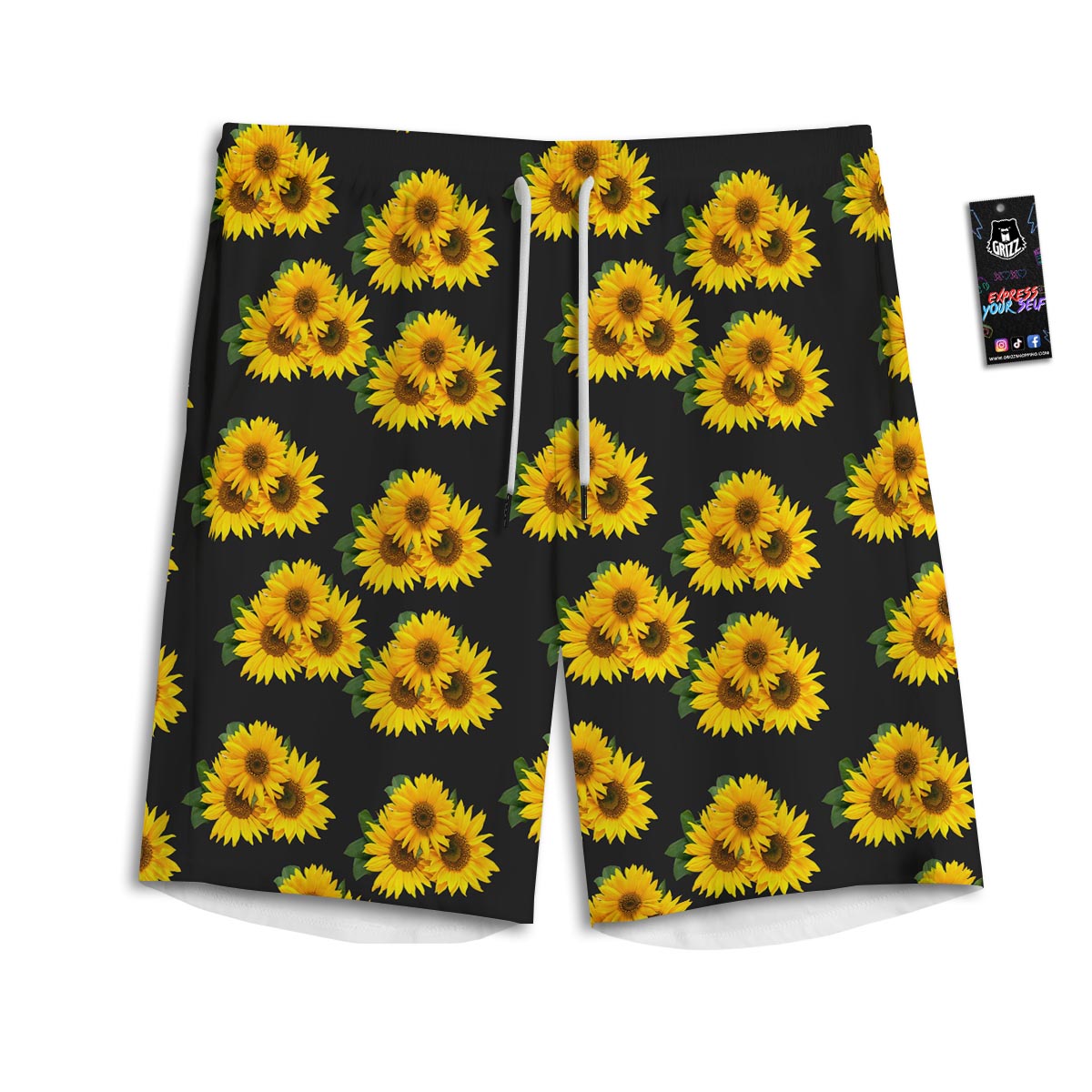 Landscape Sunflower Print Pattern Men's Athletic Shorts
