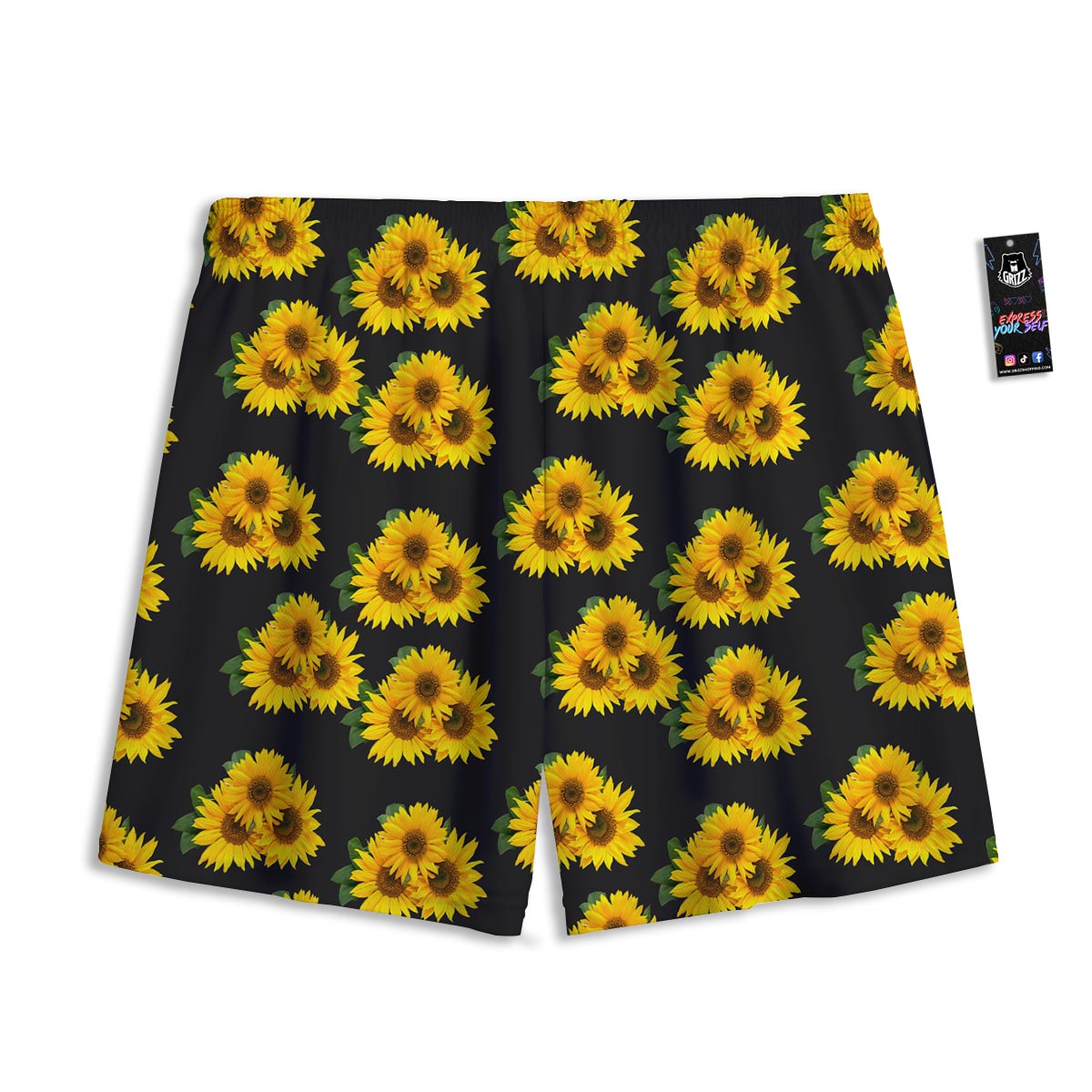 Landscape Sunflower Print Pattern Mesh Shorts