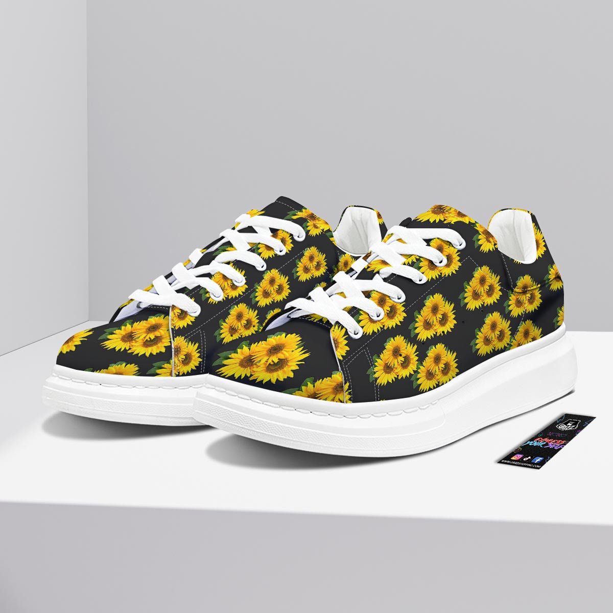 Landscape Sunflower Print Pattern Platform Shoes-grizzshop