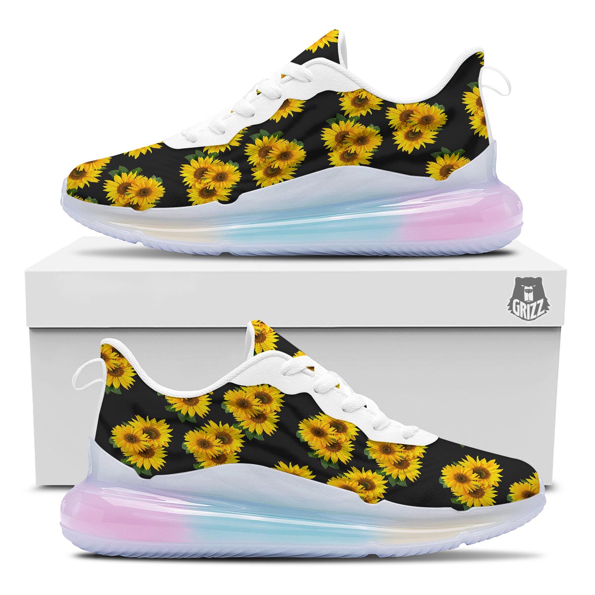 Landscape Sunflower Print Pattern Running Sneakers-grizzshop