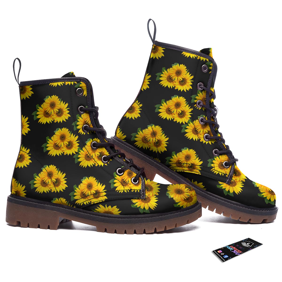 Landscape Sunflower Print Pattern Work Boots-grizzshop