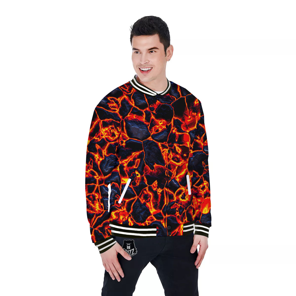 Lava Molten Print Baseball Jacket-grizzshop