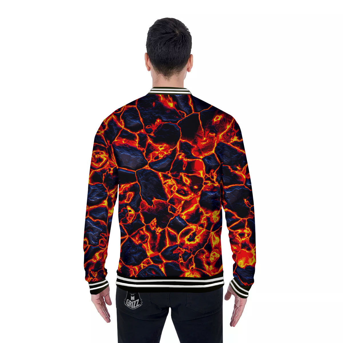 Lava Molten Print Baseball Jacket-grizzshop