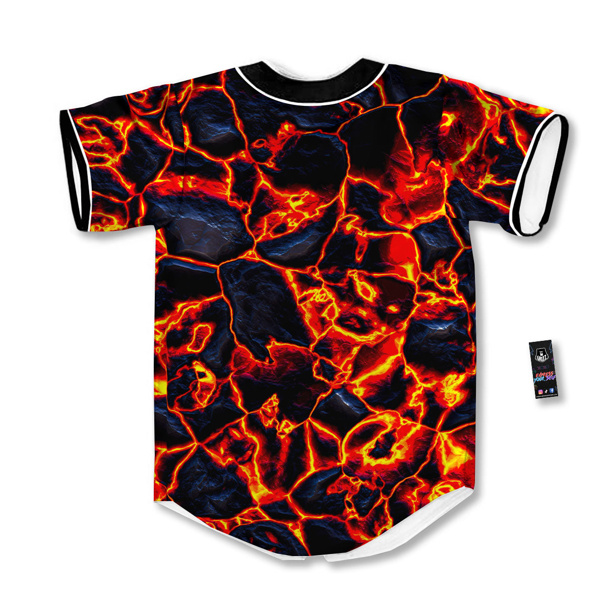 Lava Molten Print Baseball Jersey-grizzshop
