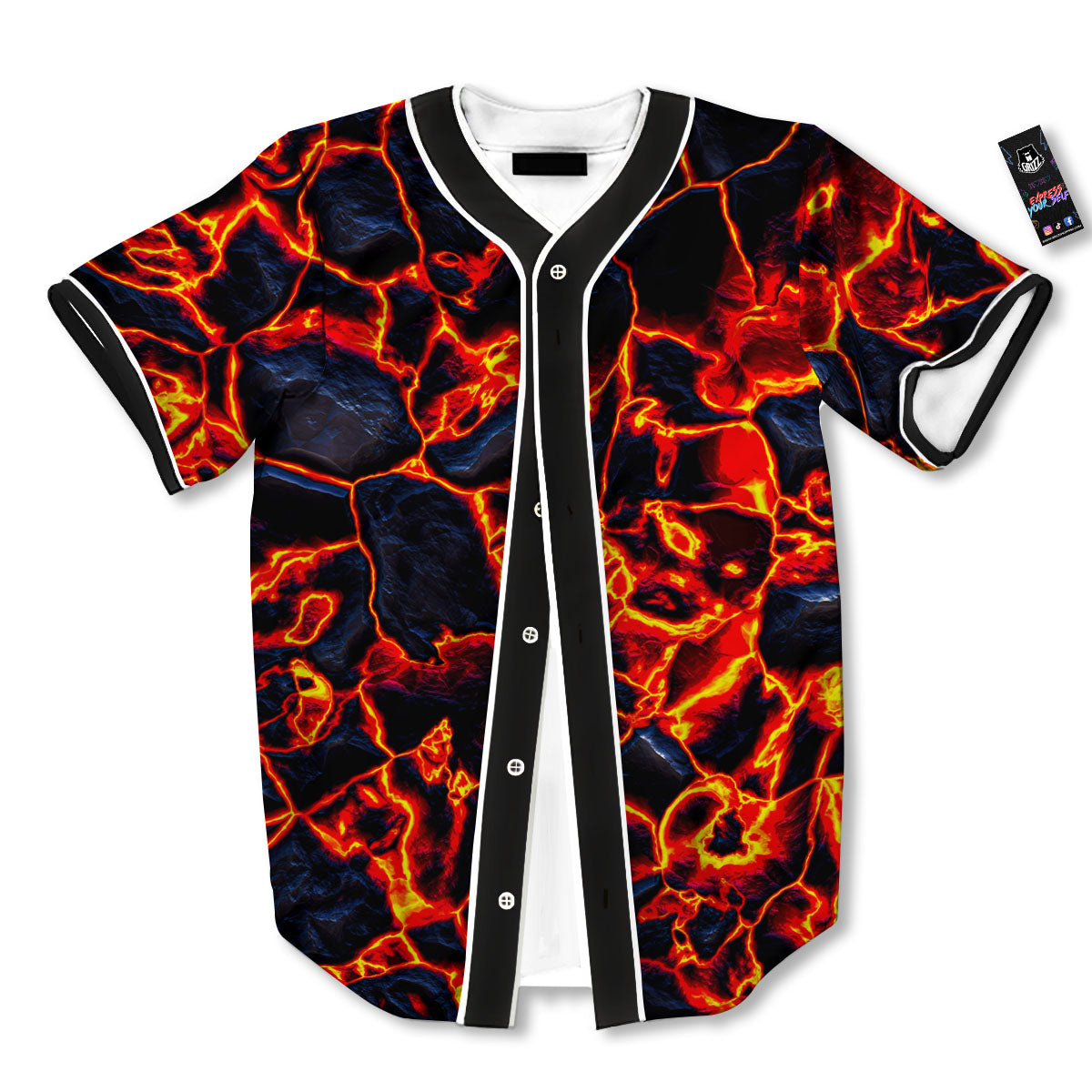 Lava Molten Print Baseball Jersey-grizzshop