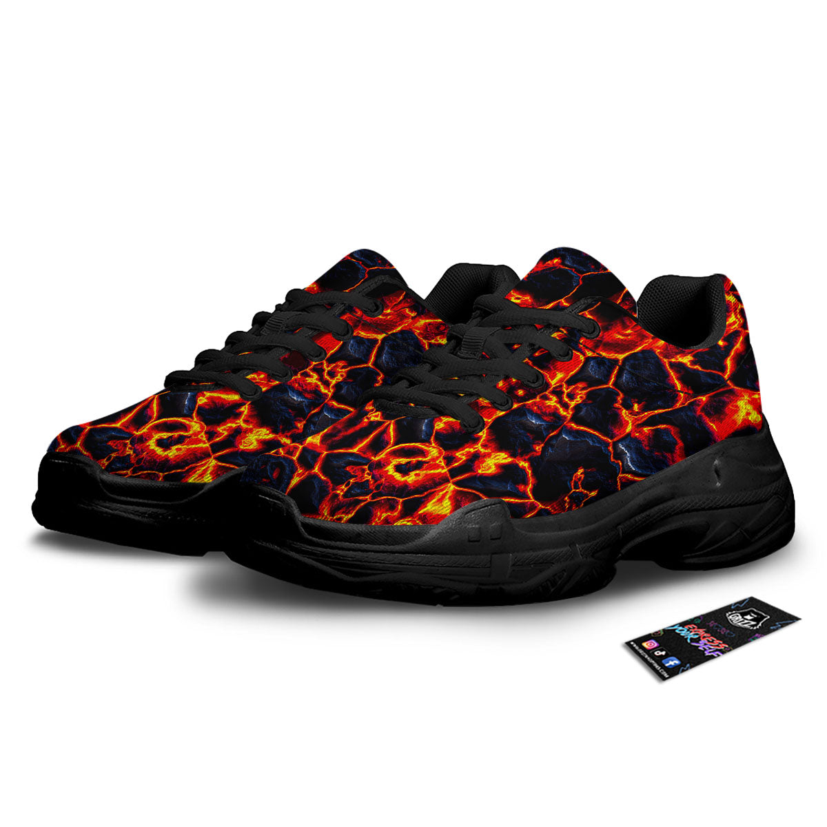 Lava Molten Print Black Chunky Shoes-grizzshop