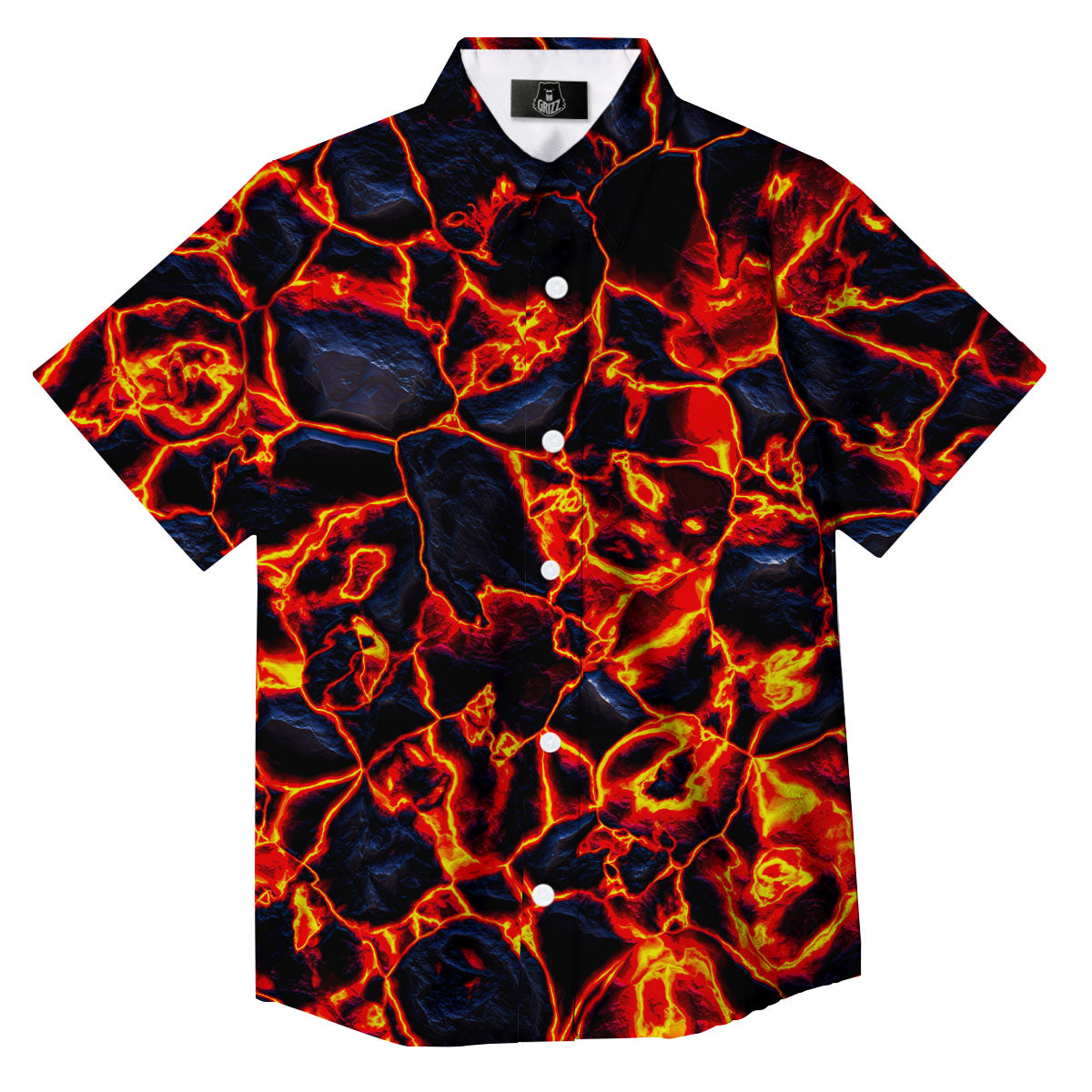 Lava Molten Print Button Up Shirt-grizzshop