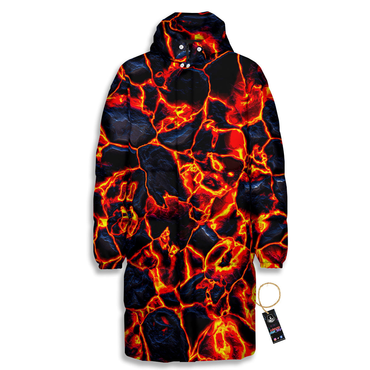 Lava Molten Print Long Down Jacket-grizzshop