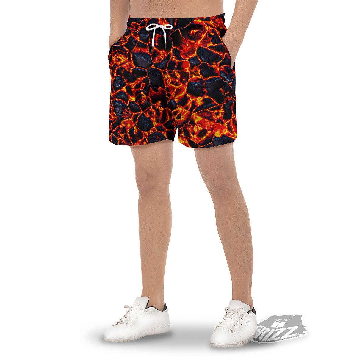 Lava Molten Print Men's Gym Shorts-grizzshop