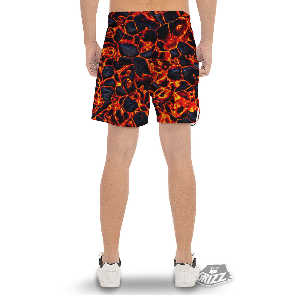 Lava Molten Print Men's Gym Shorts-grizzshop