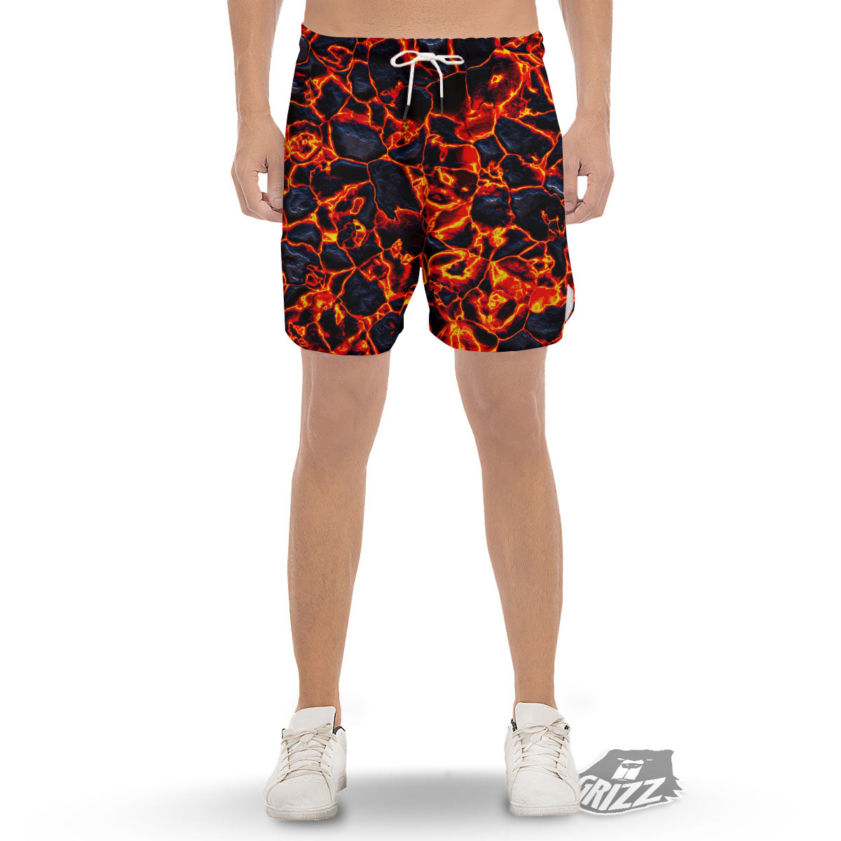 Lava Molten Print Men's Gym Shorts-grizzshop