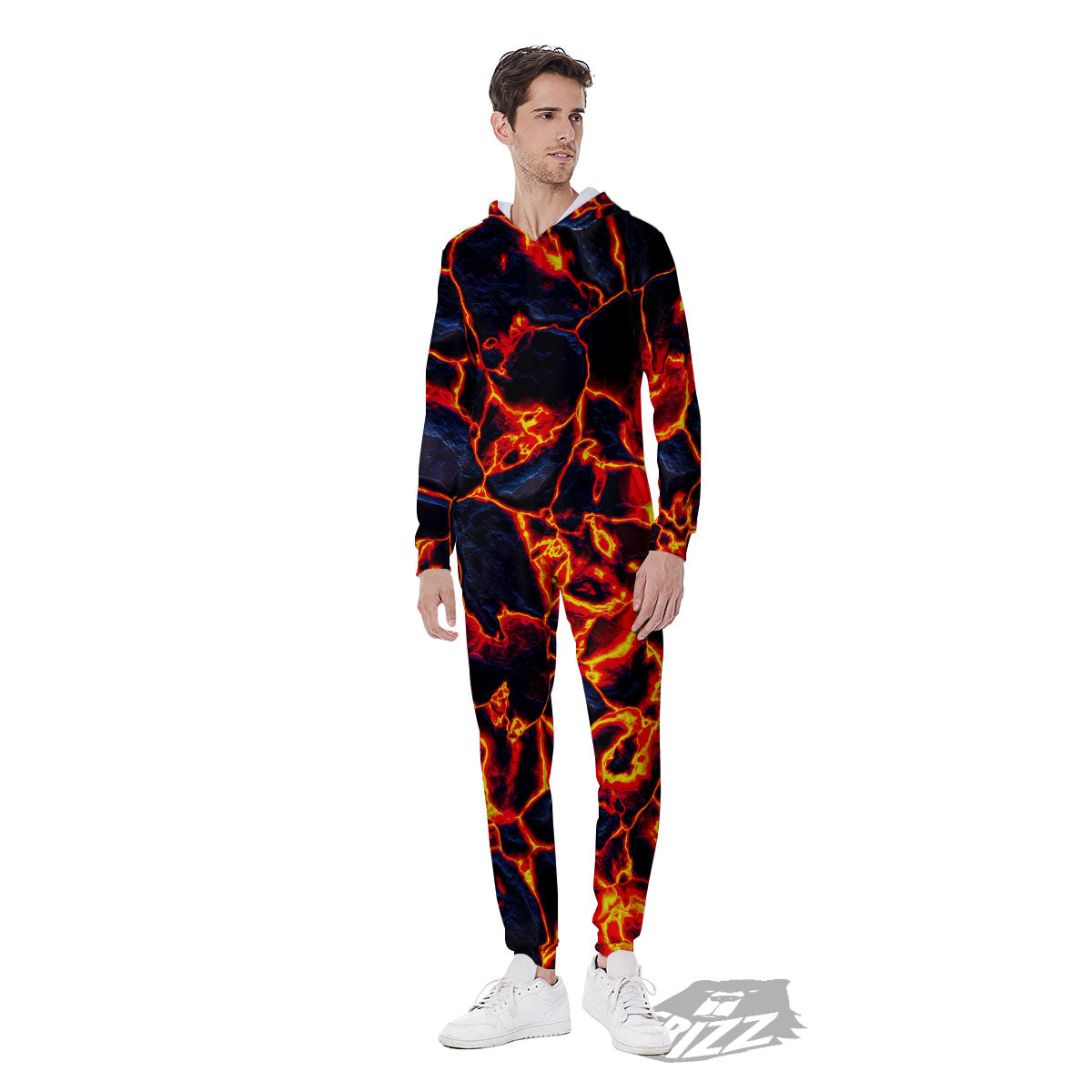 Lava Molten Print Men's Jumpsuit-grizzshop