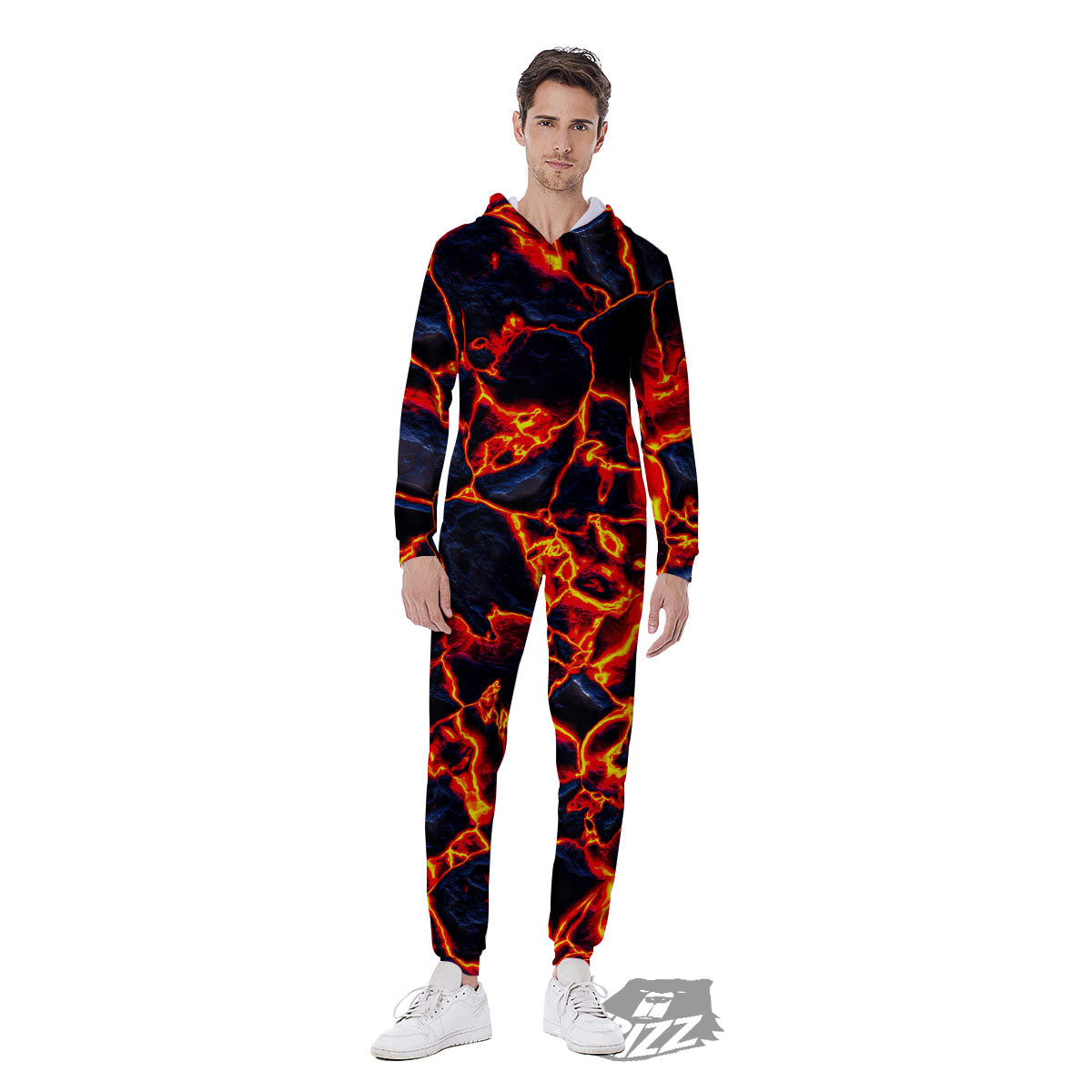 Lava Molten Print Men's Jumpsuit-grizzshop