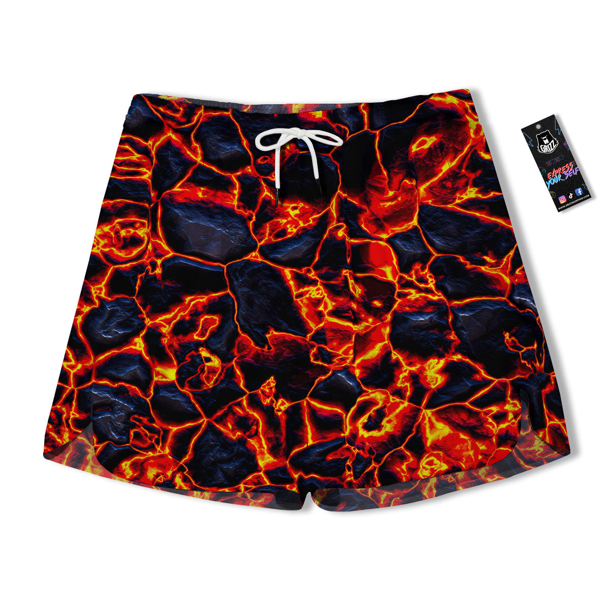 Lava Molten Print Men's Running Shorts-grizzshop