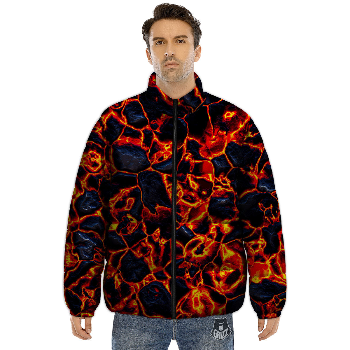 Lava Molten Print Puffer Jacket-grizzshop
