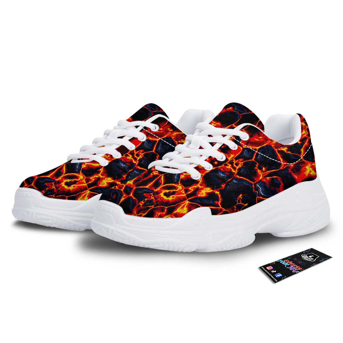 Lava Molten Print White Chunky Shoes-grizzshop