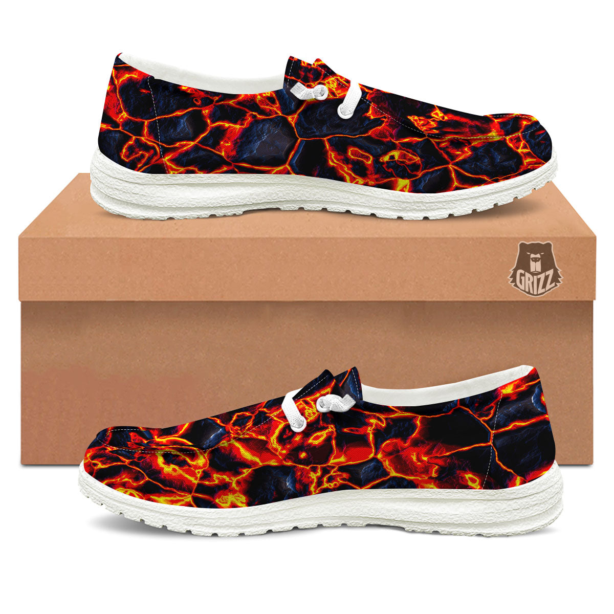 Lava Molten Print White Loafers-grizzshop