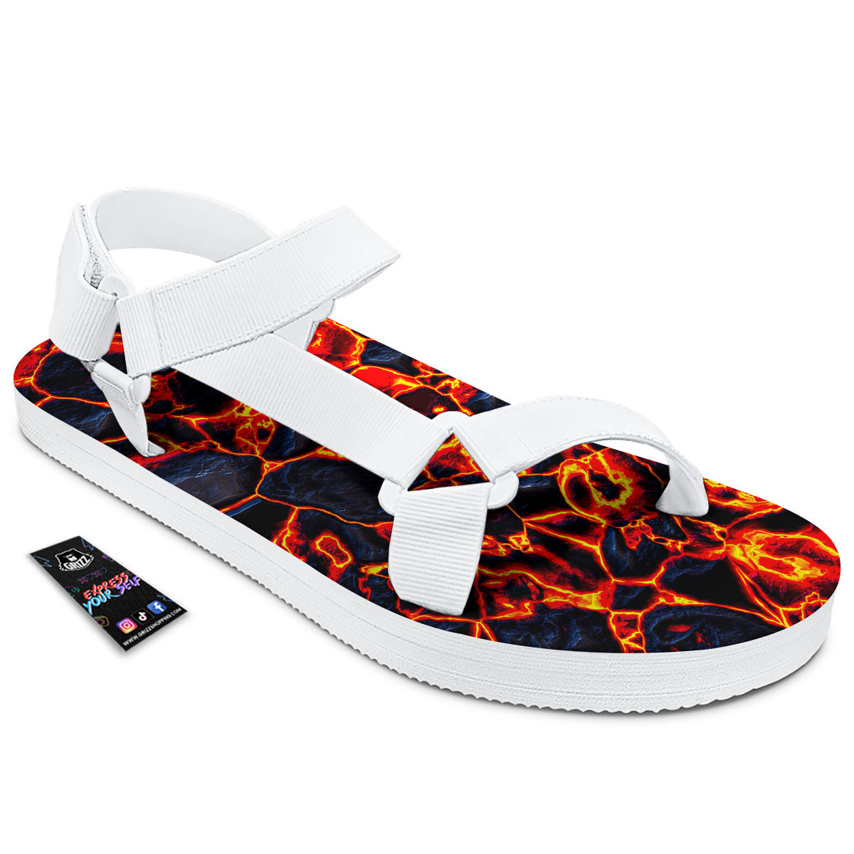 Lava Molten Print White Open Toe Sandals-grizzshop