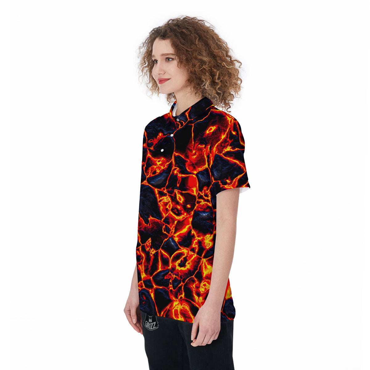 Lava Molten Print Women's Golf Shirts-grizzshop
