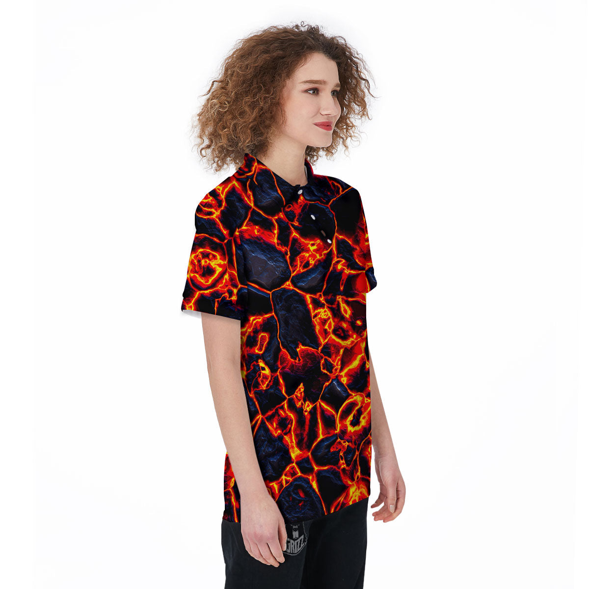 Lava Molten Print Women's Golf Shirts-grizzshop