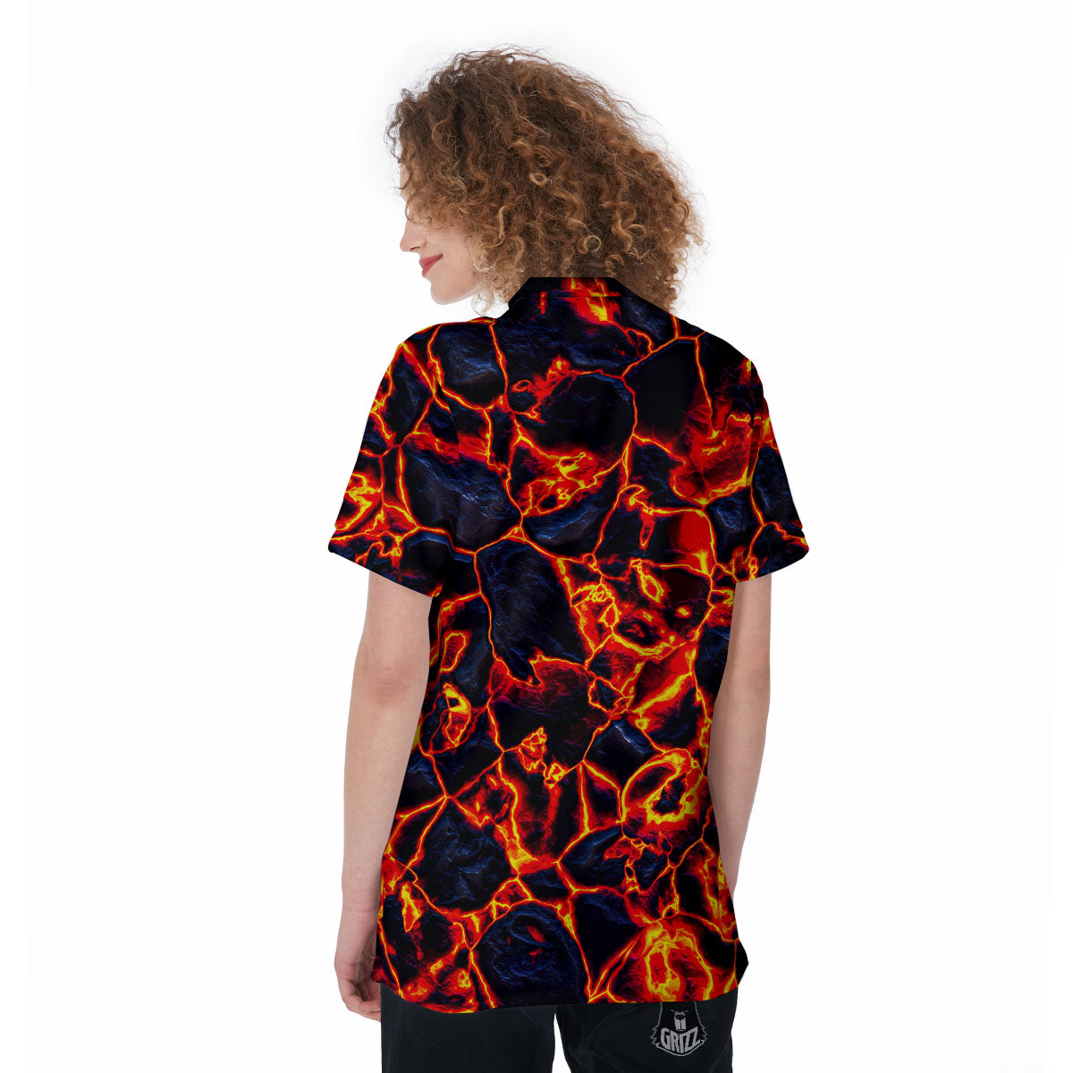 Lava Molten Print Women's Golf Shirts-grizzshop
