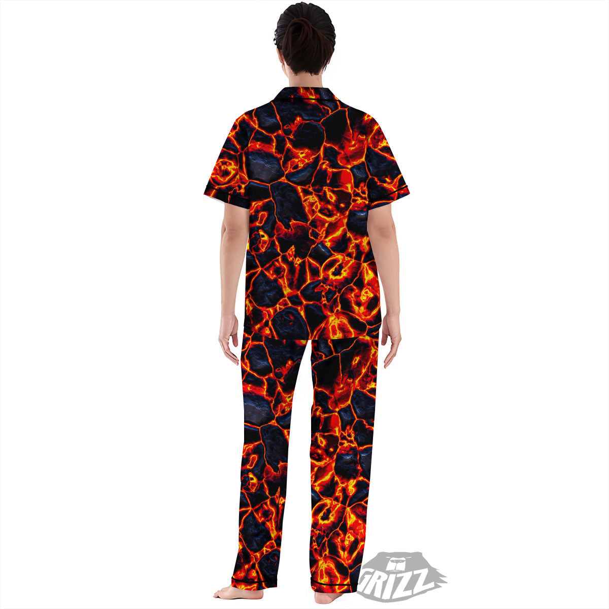 Lava Molten Print Women's Pajamas Set-grizzshop