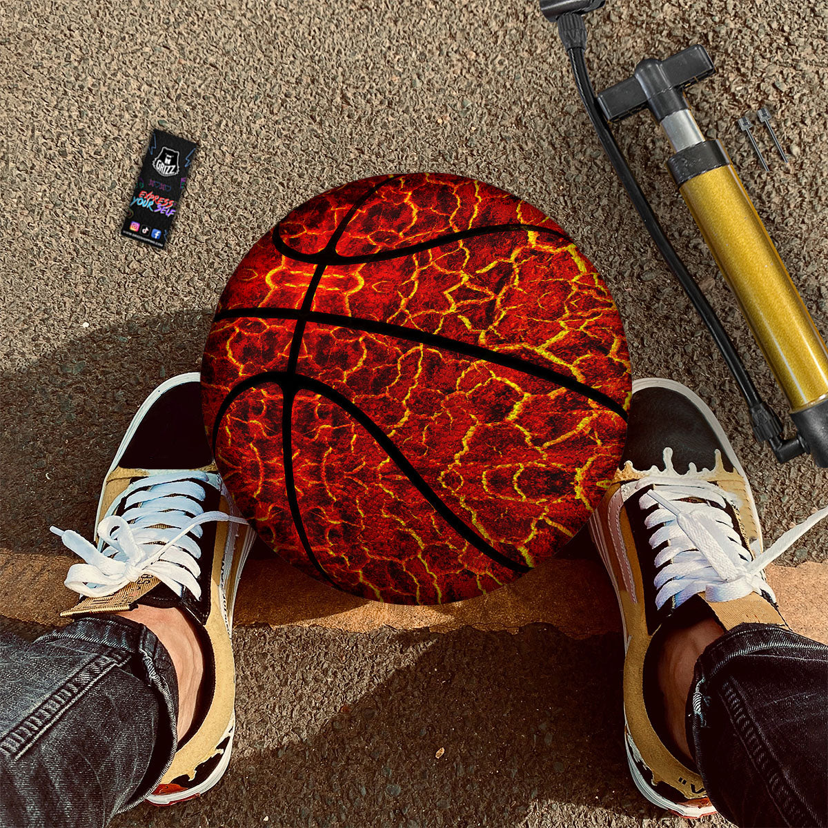 Lava Red Print Pattern Basketball-grizzshop