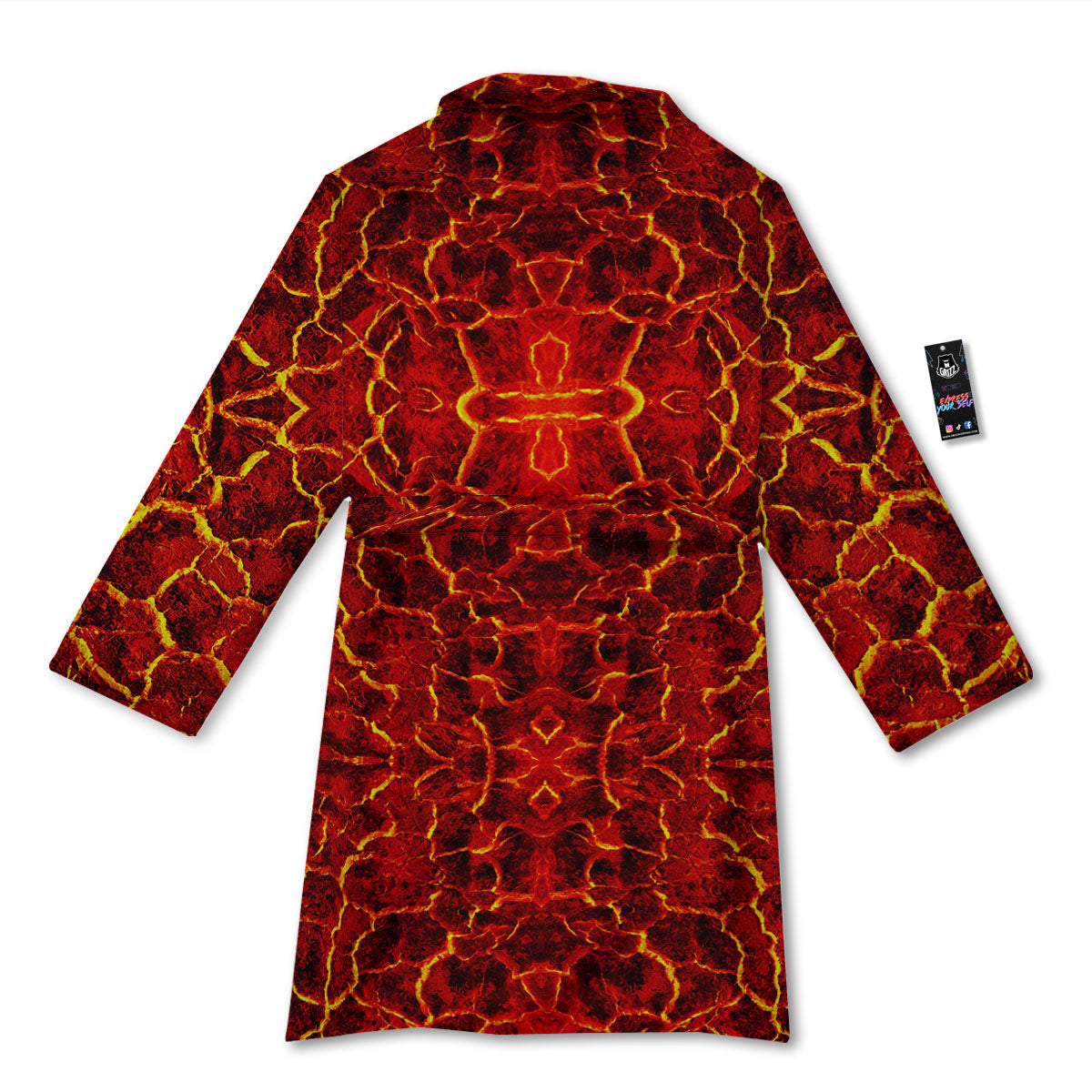 Lava Red Print Pattern Bathrobe-grizzshop