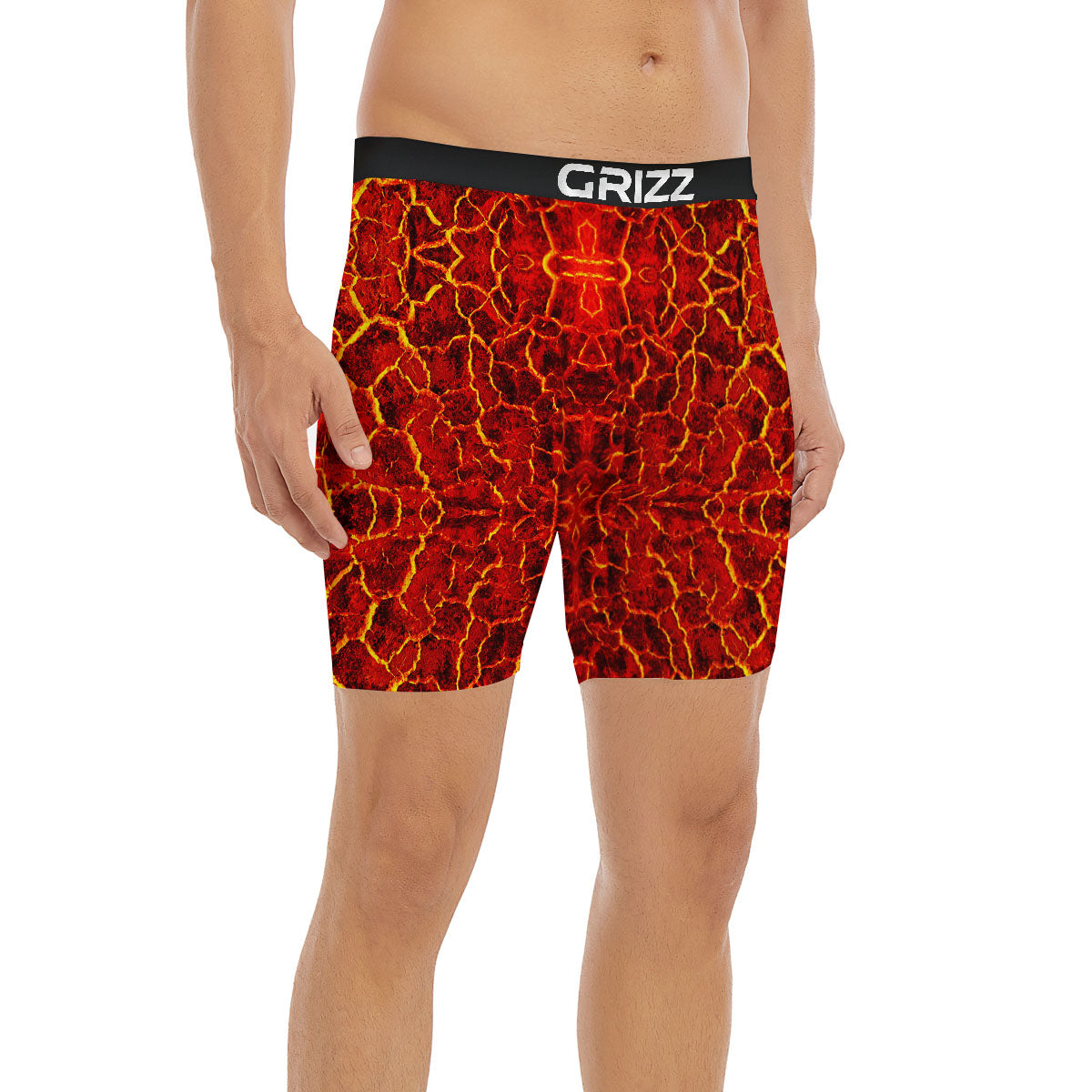 Lava Red Print Pattern Boxer Briefs-grizzshop