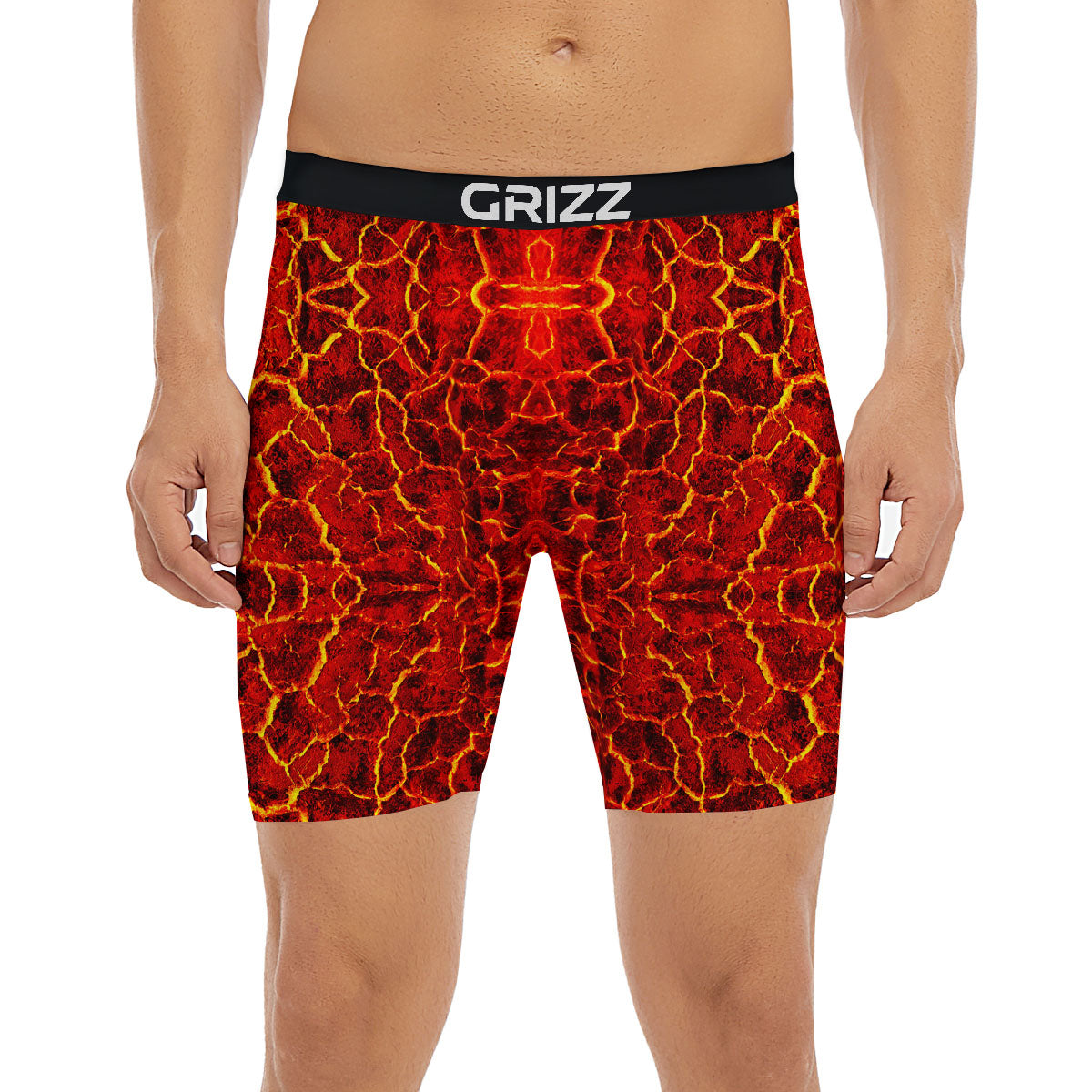 Lava Red Print Pattern Boxer Briefs-grizzshop