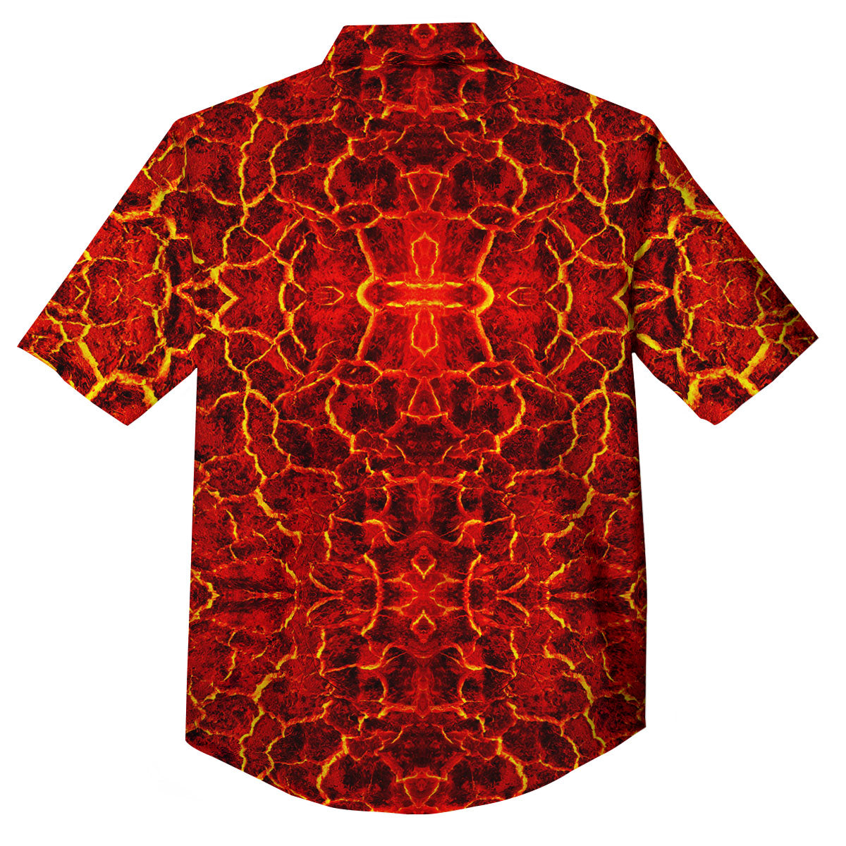 Lava Red Print Pattern Button Up Shirt-grizzshop