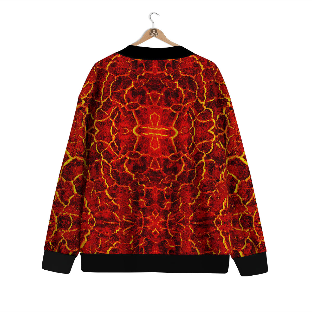 Lava Red Print Pattern Cardigan-grizzshop