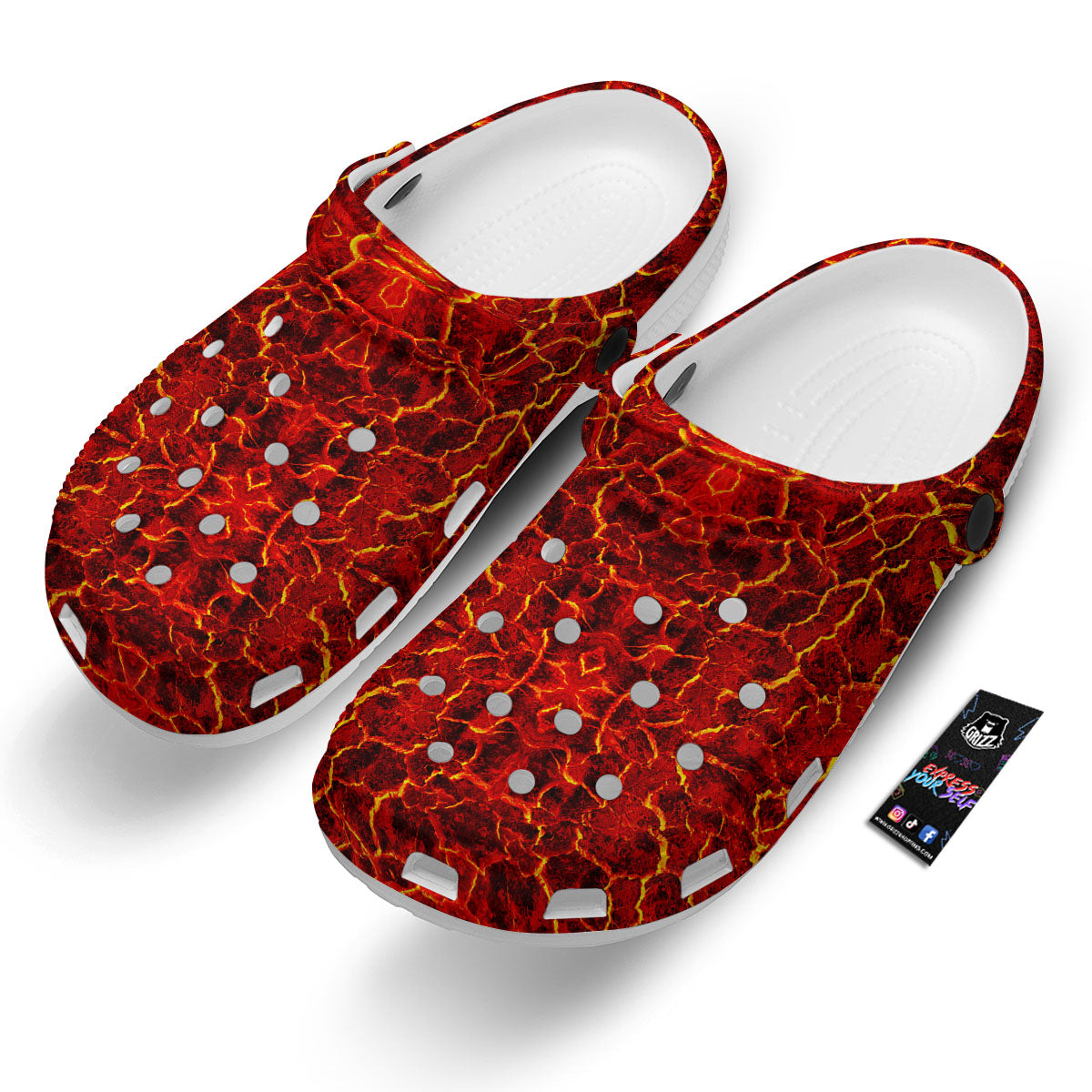 Lava Red Print Pattern Clog-grizzshop