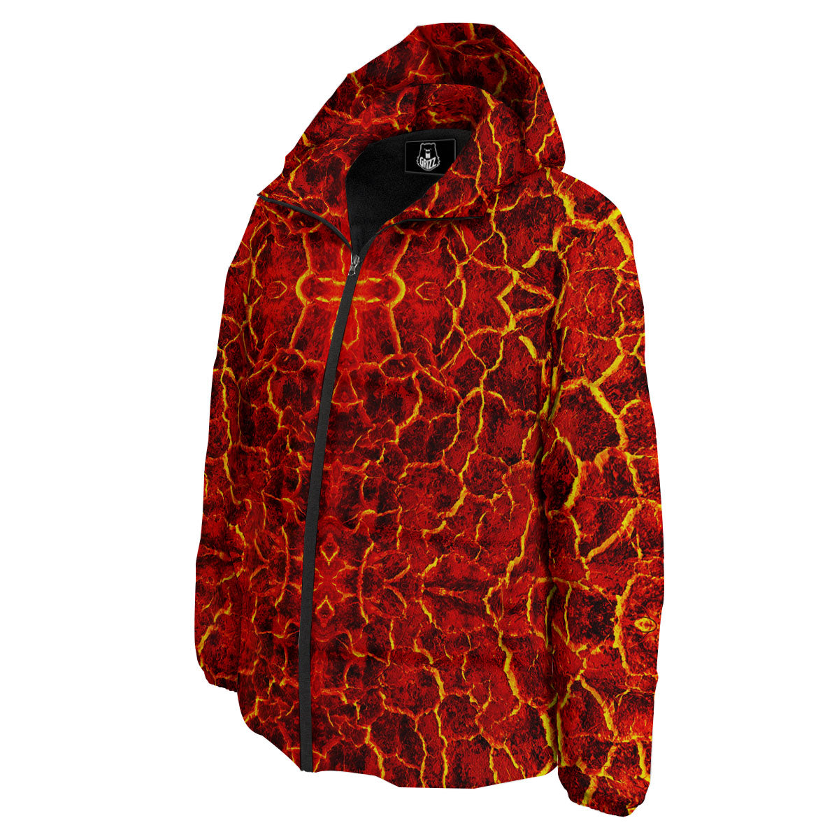 Lava Red Print Pattern Down Jacket-grizzshop