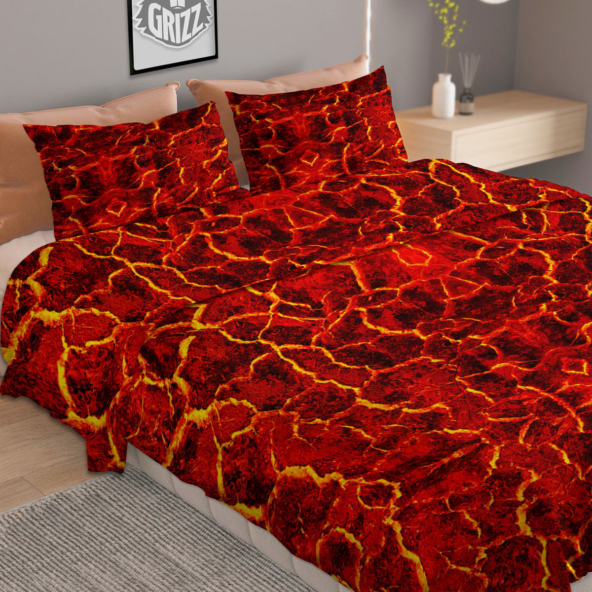 Lemon Yellow Print Pattern Duvet Cover Bedding Set