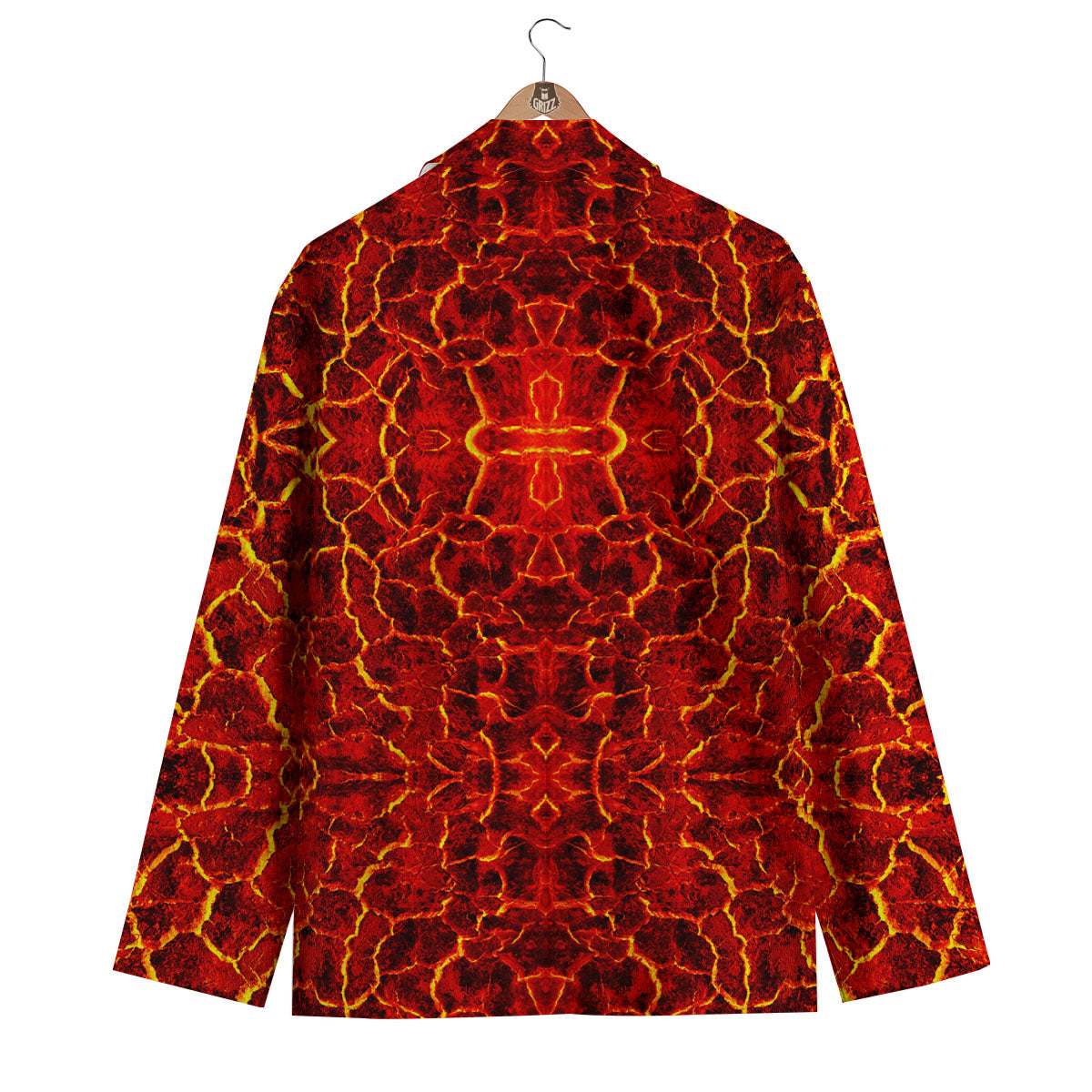 Lava Red Print Pattern Men's Blazer-grizzshop