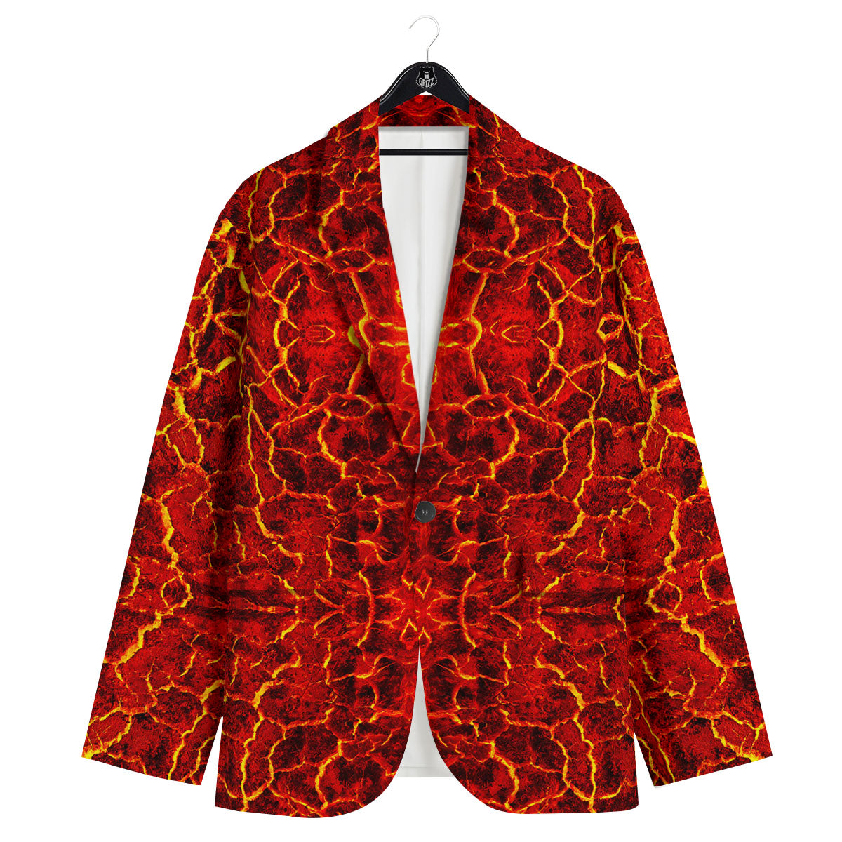 Lava Red Print Pattern Men's Sport Coat-grizzshop