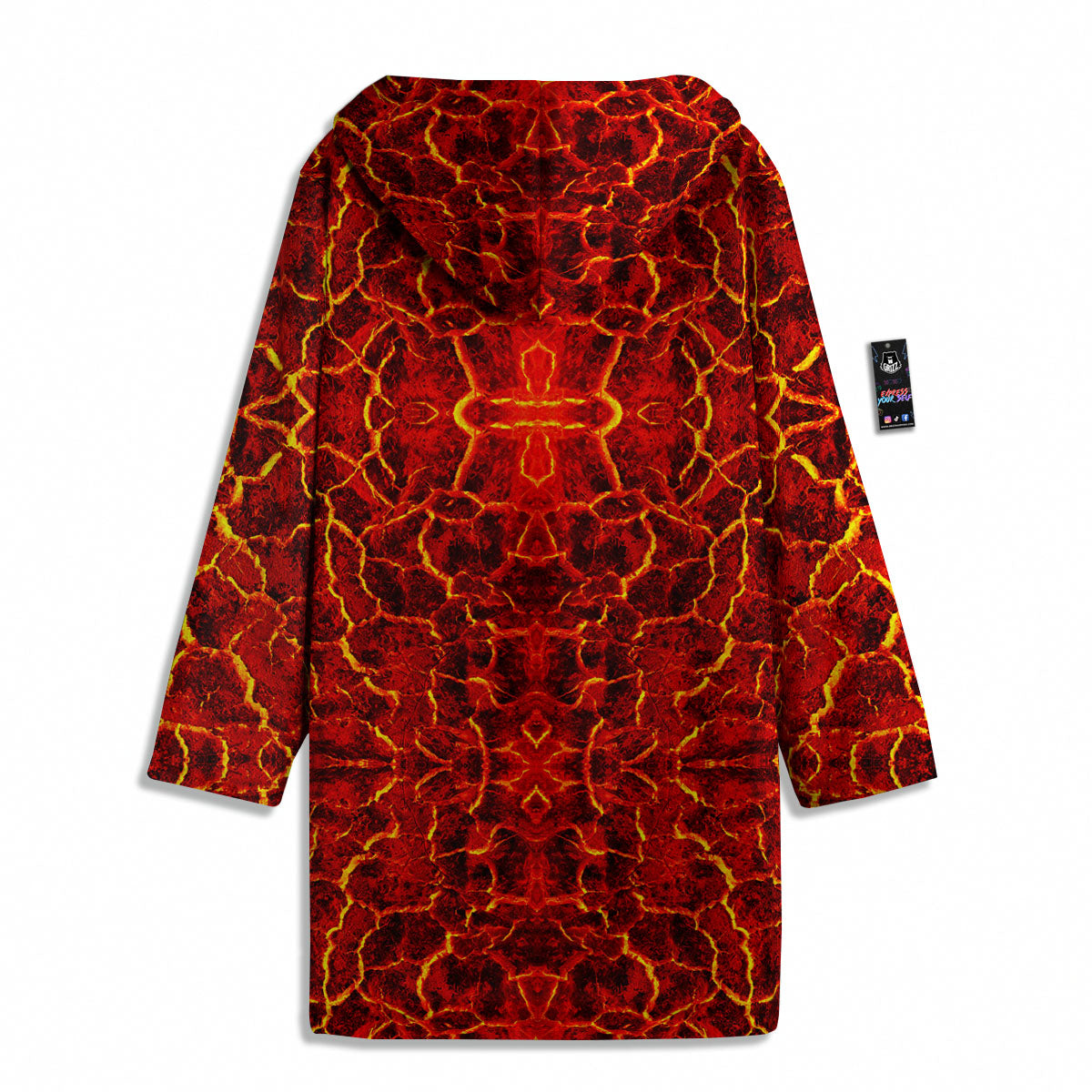 Lava Red Print Pattern Men's Windbreaker Jacket-grizzshop