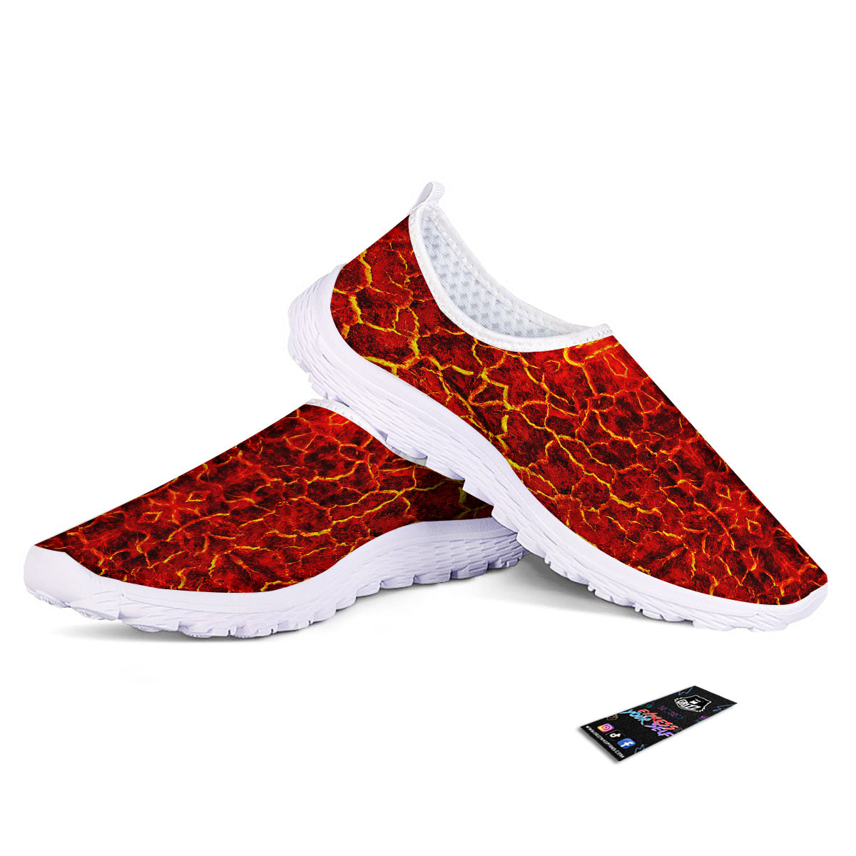 Lava Red Print Pattern Nurse Shoes-grizzshop