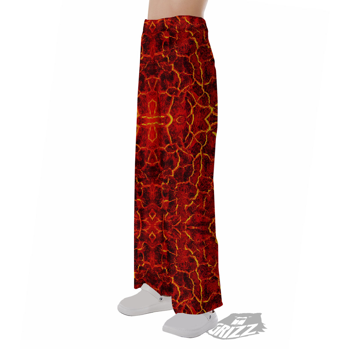 Lava Red Print Pattern Pajama Pants-grizzshop