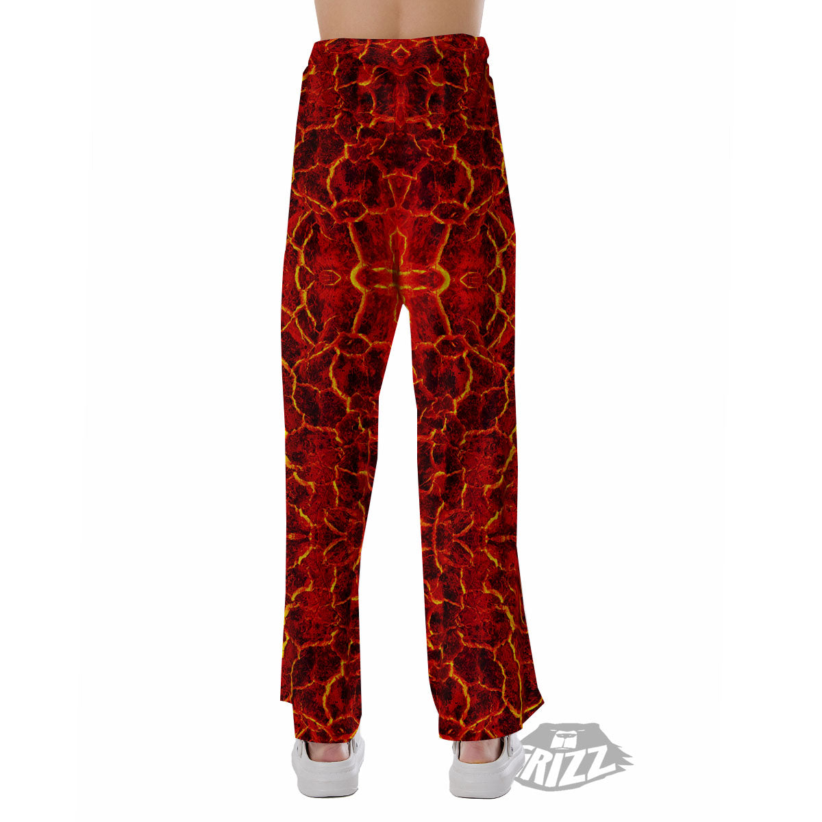 Lava Red Print Pattern Pajama Pants-grizzshop