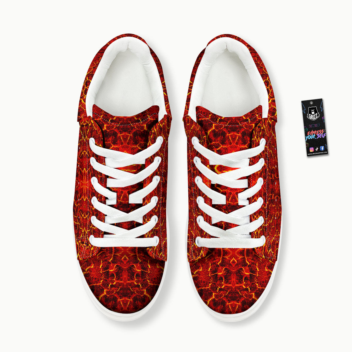 Lava Red Print Pattern Platform Shoes-grizzshop