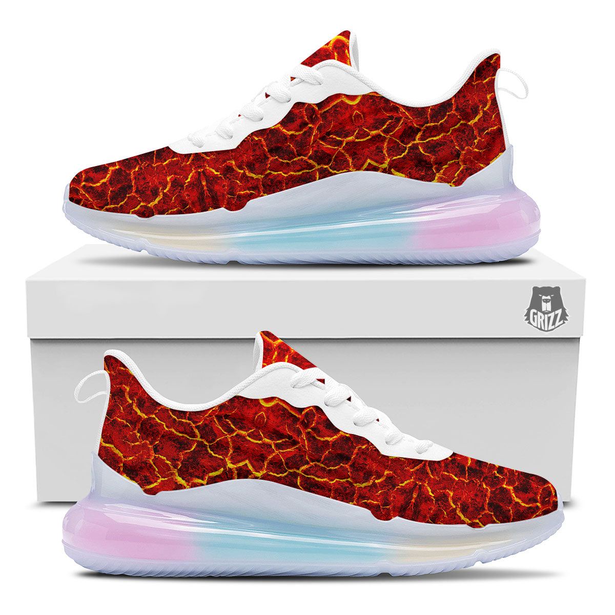Lava Red Print Pattern Running Sneakers-grizzshop