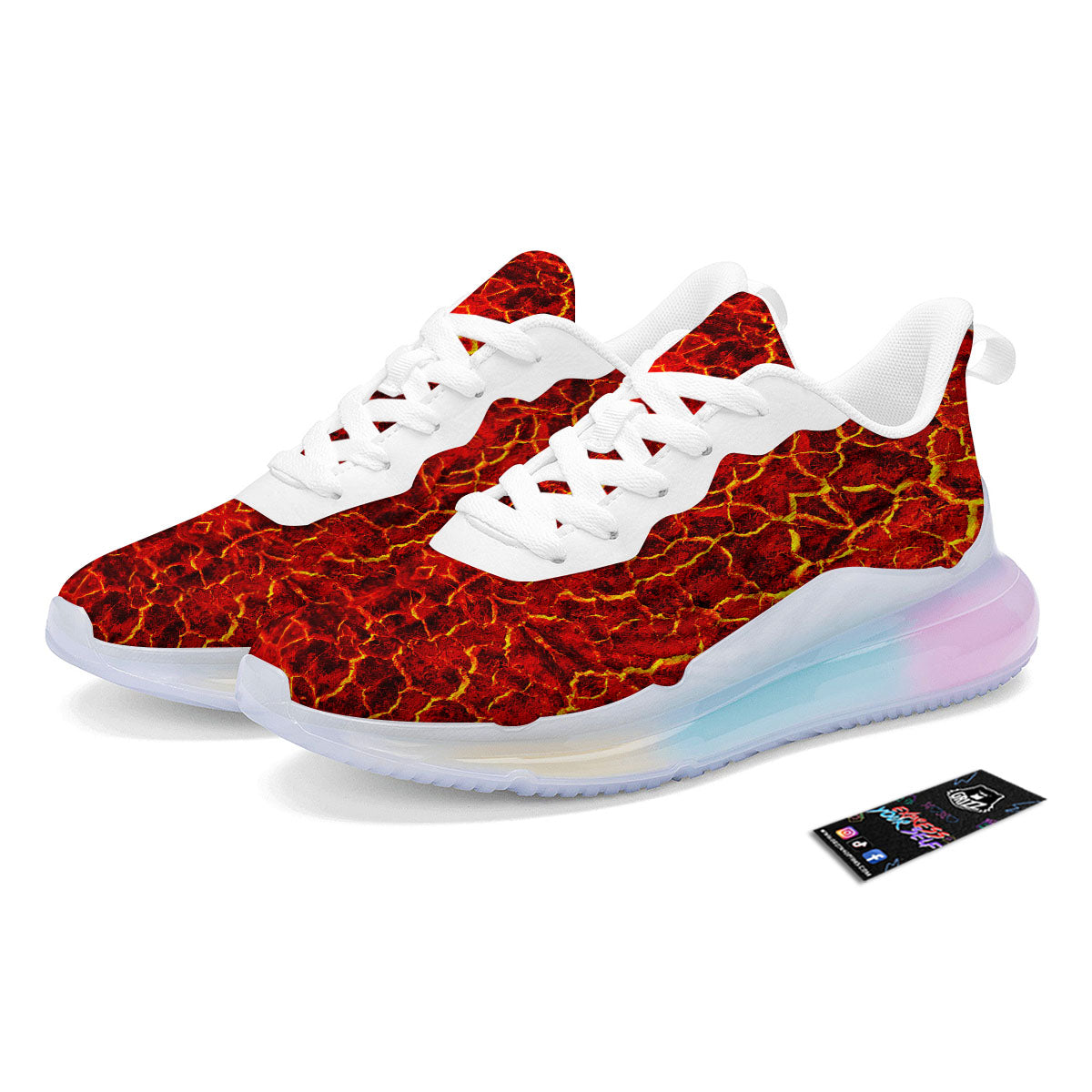 Lava Red Print Pattern Running Sneakers-grizzshop
